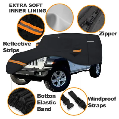 6 Layer Car Cover Waterproof Cotton For Jeep Wrangler JK TJ 4Door Sahara Rubicon • $59.98
