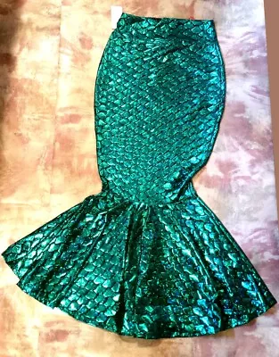 Sidecca Faux Leather Wet Look Metallic Mermaid Costume Skirt Kelly Green Adult M • $49.97