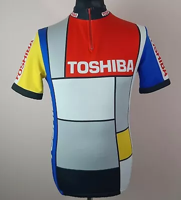 1987 Toshiba La Vie Claire Cycling Jersey Men's Size L 1/4 Zip Made In Italy • $31.92