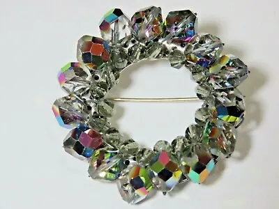 Gorgeous Vintage AB Aurora Borealis Crystal Brooch Pin B8223 • $6.74