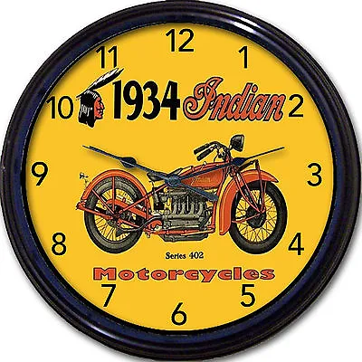 Indian Motorcycle Wall Clock 1934 Chopper Hog Biker Munro Easy Rider Garage 10  • $30.99