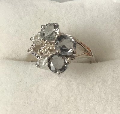 £21 • Buy Burmese Colour Spinel &White Topaz SS Ring Size N-O
