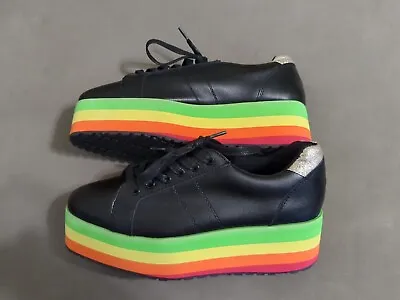 New Very Volatile Women's Black Size 8 Rainbow Platform Leather Shoes • $45