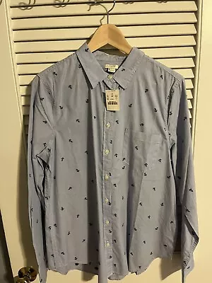 J Crew Women’s Blouse L NWT  Blue Anchor Print • $25