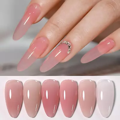 Jelly Gel Nail Polish Set Of 6 Colors Sheer Translucent Nude Pink Milky White Ne • $15.88