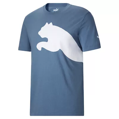 Puma Oversized Logo Crew Neck Short Sleeve T-Shirt Mens Blue Casual Tops 6787841 • $9.99