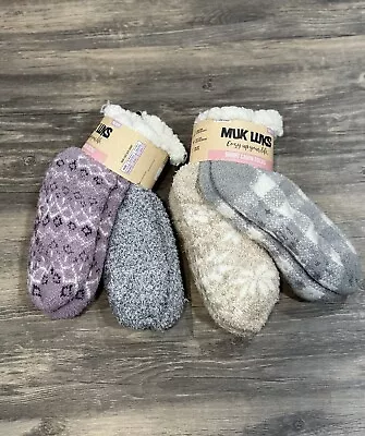 New 2 Pack Muk Luks Womens Short Cabin Socks Fully Lined Size 6-10 (4 Pairs) • $21