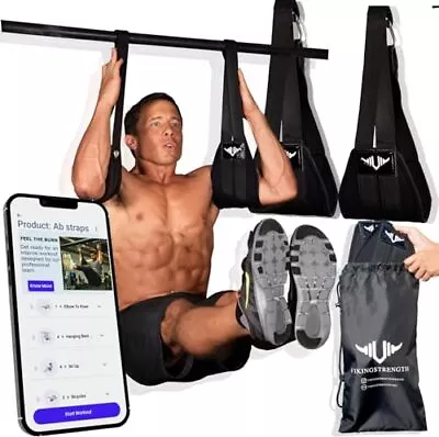  AB Straps - Premium Padded Home Gym Exerciser Ab Slings Pair For Pull Up Bar   • $33.68