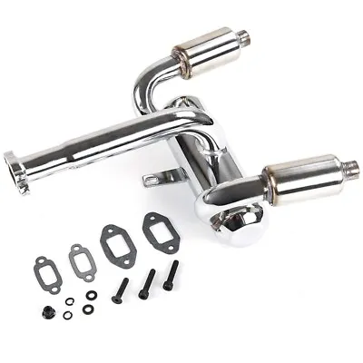 CNC Metal 2X Twin Exhaust Pipe With Muffler For 1/5 Rovan Baja 5B 5T 5 N5Y1 • $69.99