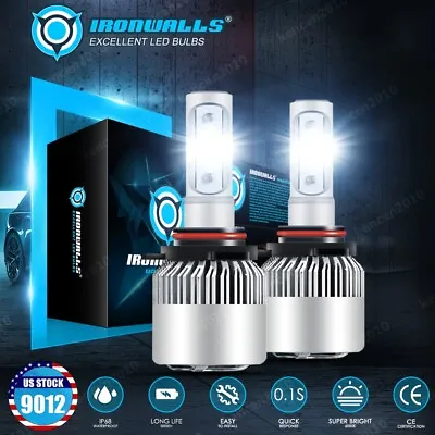 IRONWALLS 9012 LED Headlight Bulbs Kit Hi Low Beam 6500K Super Bright High Power • $14.99