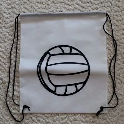 Volleyball Cinch Sack Bag * White W/Black Volleyball Outline * 14.5  X 17  * NEW • $4.99