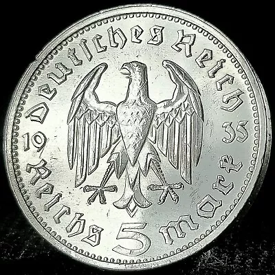 5 Reichsmark .900 Silver Coin Authentic Third Reich Nazi Germany 5 Mark Eagle • $27.99