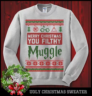 $32.99 • Buy Merry Christmas You Filthy Muggle Sweatshirt Ugly Sweater Harry Potter Funny