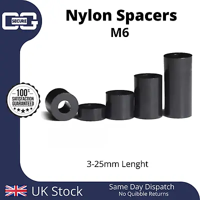 £3.35 • Buy Black Nylon Standoff Plastic Spacers Washers M6 3-25mm