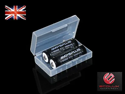 2x Ampsplus 18500 1200mAh Battery 3.7V IMR 12A Button Lithium Rechargeable Cell • £10.49