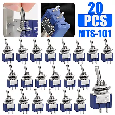 20pcs MTS-101 2 Position Mini Toggle Switches Kit 2 Pin SPST ON-OFF 6A 125V AC • $10.48