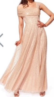 £50 • Buy Brand New Goddiva Size 8 Blush All Over Sparkly Sequin Off Shoulder Prom Dress