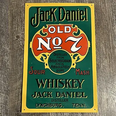 Vintage 1998 Large Jack Daniels Old No. 7 Whiskey Metal Tin Ad Sign  10”x 16  • $24.99