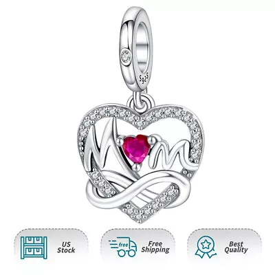 Real S925 Love Mom Heart Dangle Women Girl Bracelet Necklace Pendant Charm Gifts • $17.98