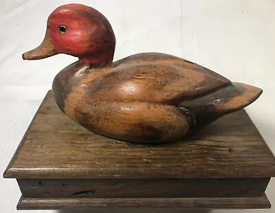 Wood Carved Vintage Trinket Box Duck Decoy • $125