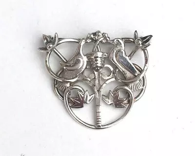 Ola Gorie Sterling Silver Art Nouveau Tree Of Life Birds Brooch OMG • £55