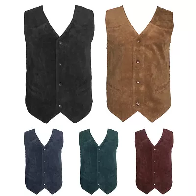 Men's Vest Soft Suede 4 Snap Closure Front Pockets Casual Western Sleeveless Top • $18.88