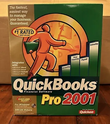 $21.50 • Buy Quickbooks Pro 2001 FINANCIAL Software Small Business Payroll INTUIT Windows VTG