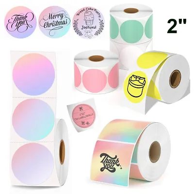 2  Round Direct Thermal Labels Roll Circle Sticker Self-Adhesive For Zebra Rollo • $8.54