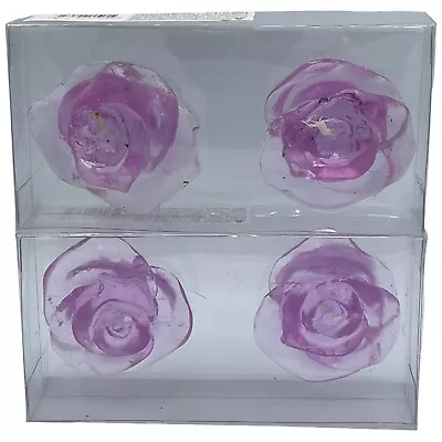 Unscented 2.5  Floating Rose Flower Purple Lilac Colored Gel Candles 2 Sets Of 2 • $9.99