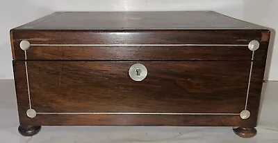 Beautiful Antique Jewelry CHEST Sailor  1840 Inlaid MOP Fitted Interior • $149