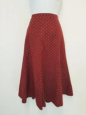Vintage Skirt Size 12 Red Pioneer Floral FCotton Midi Landhaus Gypsy Boho  • £29.75