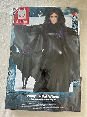Adults Black Vampire Bat Wings Cape Halloween Fancy Dress Costume Accessory • £7