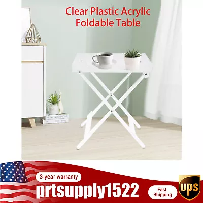 Clear Plastic Acrylic Foldable Table TV Snack Tray Living Room Coffee Tea Table • $64