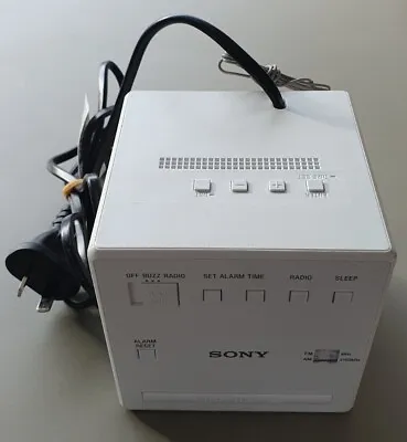 $31.99 • Buy Sony ICF-C1 White Cube AM / FM Alarm Clock Radio LCD Display Tested & Working 