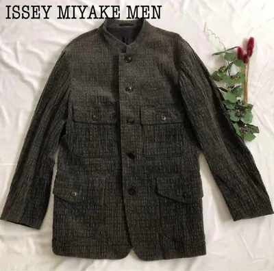 ISSEI MIYAKE MEN Mao Collar Jacket Corduroy Size M Green Casual Outer Solid USED • $380