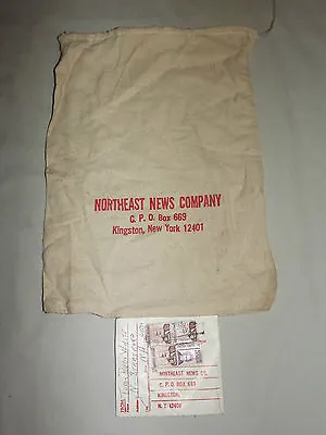 Vintage 1970s  Northeast News Company Kingston Ny Cloth Mail Bag • $55.99