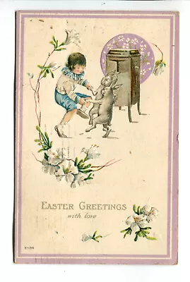 Vintage Easter Postcard Child And Bunnies Dancing Victrola • $7.29