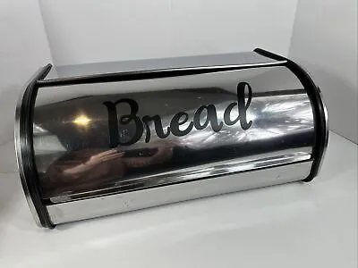 Vintage Mid Century  Stainless Steel Chrome Roll Top Breadbox • $25