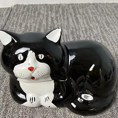 Vintage North American Ceramics Black Cat Cookie Jar 1980s • $35