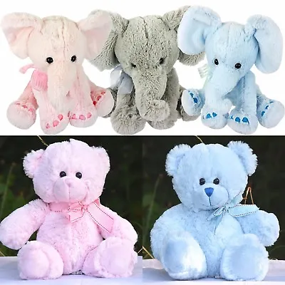£9.79 • Buy Plush Super Soft Teddy Bear Elephant Cuddly Toy Baby Gift With Ribbon Pink/Blue
