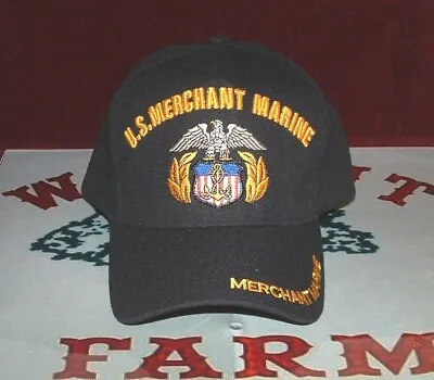 Merchant Marine Embroidered Adjustable Black Ball Cap Hat. • $16