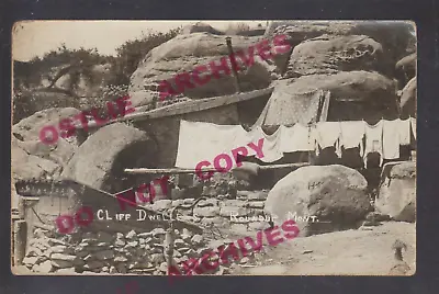 Roundup MONTANA RPPC C1910 CLIFF DWELLINGS Cave Laundry COAL MINERS Mining MT • $25.49