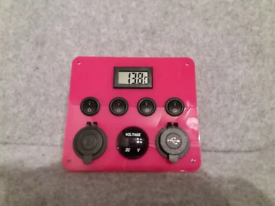 $71.03 • Buy Barbie Neon Pink Switch Panel USB 12V Control Voltage Monitor Camper Motorhome