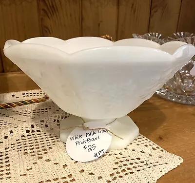 Milk Glass Fruit Bowl Pedestal 9  Wide • $25