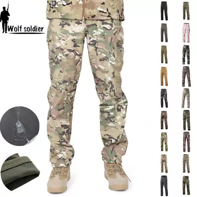 ESDY Men SoftShell Tactical Pants Combat Cargo Fleece Waterproof Casual Trousers • $33.20