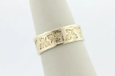 Vintage Ed Levin 14K & Solid Sterling Silver 925 Leaf Design Band Ring - Size 7  • $199.99