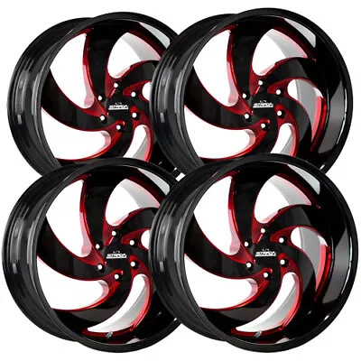(Set Of 4) Strada C05 Retro 5 20x8.5 5x120 +35mm Black/Red Wheels Rims 20  Inch • $879.96