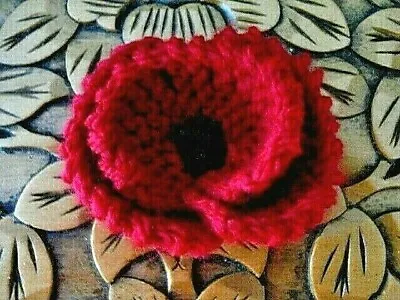 £2.65 • Buy Knitted Red Poppy Brooch Pin - Remembrance - Handmade - Unique Gift FREEPOST.