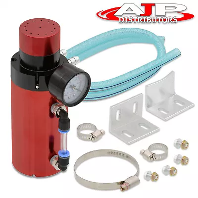 Universal Jdm Vip Engine Oil Catch Can Reservoir Tank Breather Air Gauge Kit Red • $19.99