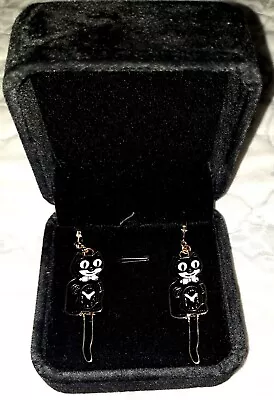 Kit Cat Klock Articulated Tail Lever Back Pierced Earrings Black Mister NIB 🐈‍⬛ • $37.99